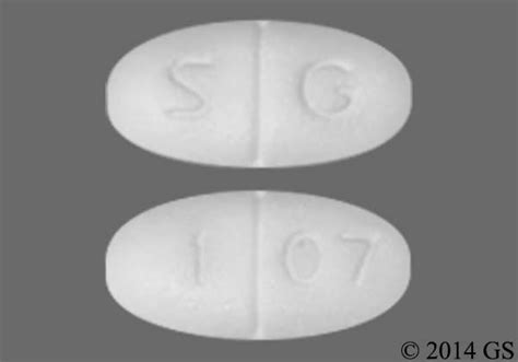 Sg 107 pill - Enter the imprint code that appears on the pill. Example: L484; Select the the pill color (optional). Select the shape (optional). Alternatively, search by drug name or NDC code using the fields above. Tip: Search for the imprint first, then refine by color and/or shape if you have too many results.